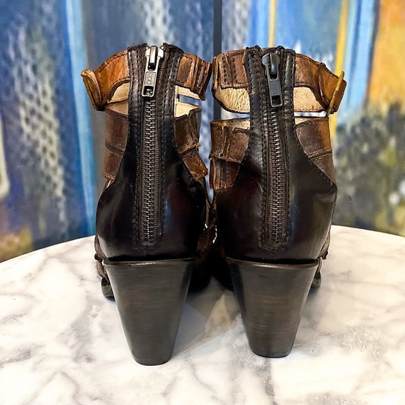 Freebird Breez Strappy Leather Gladiator Sandal Heels Brown Multi 8 EUC - Picture 7 of 8